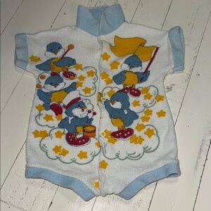 1970s 12m vintage Snugabye Terry cloth Adorable Blue&White Penguin Boys 1 Piece